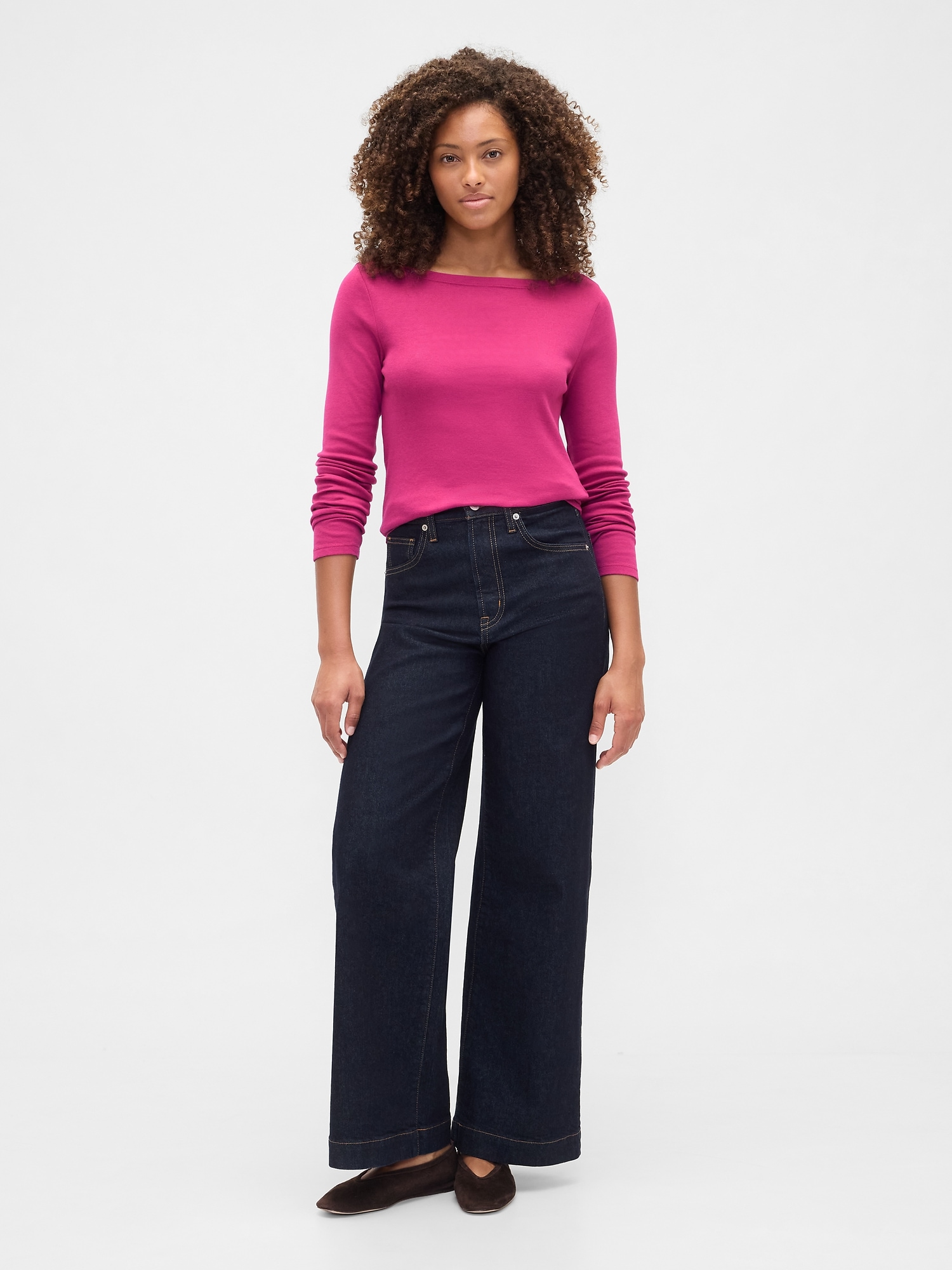 Gap Factory Modern Ribbed Boatneck T-shirt In Pink