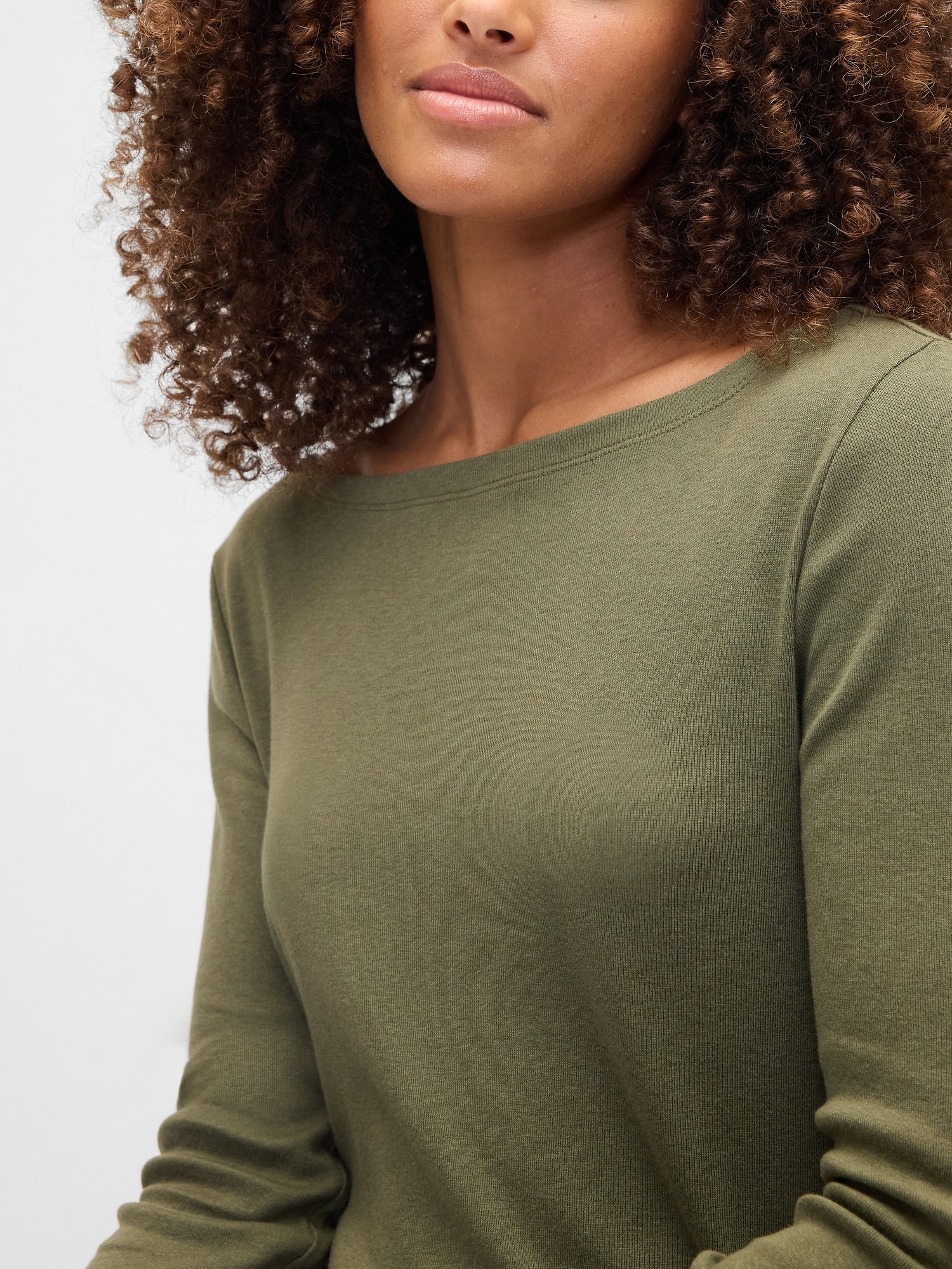 Gap Factory Modern Ribbed Boatneck T-shirt In Green