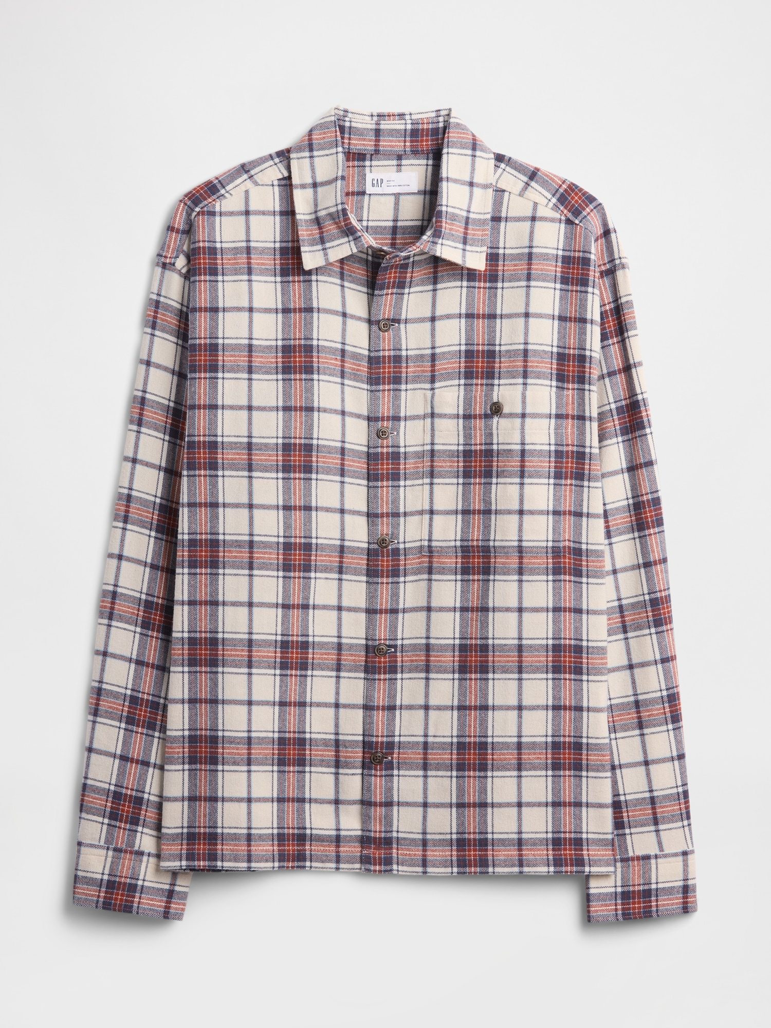 ＨBEAUTY&YOUTH WOOL FLANNEL BOX SHIRT Flannel Shirt in Boxy Fit | Gap Factory