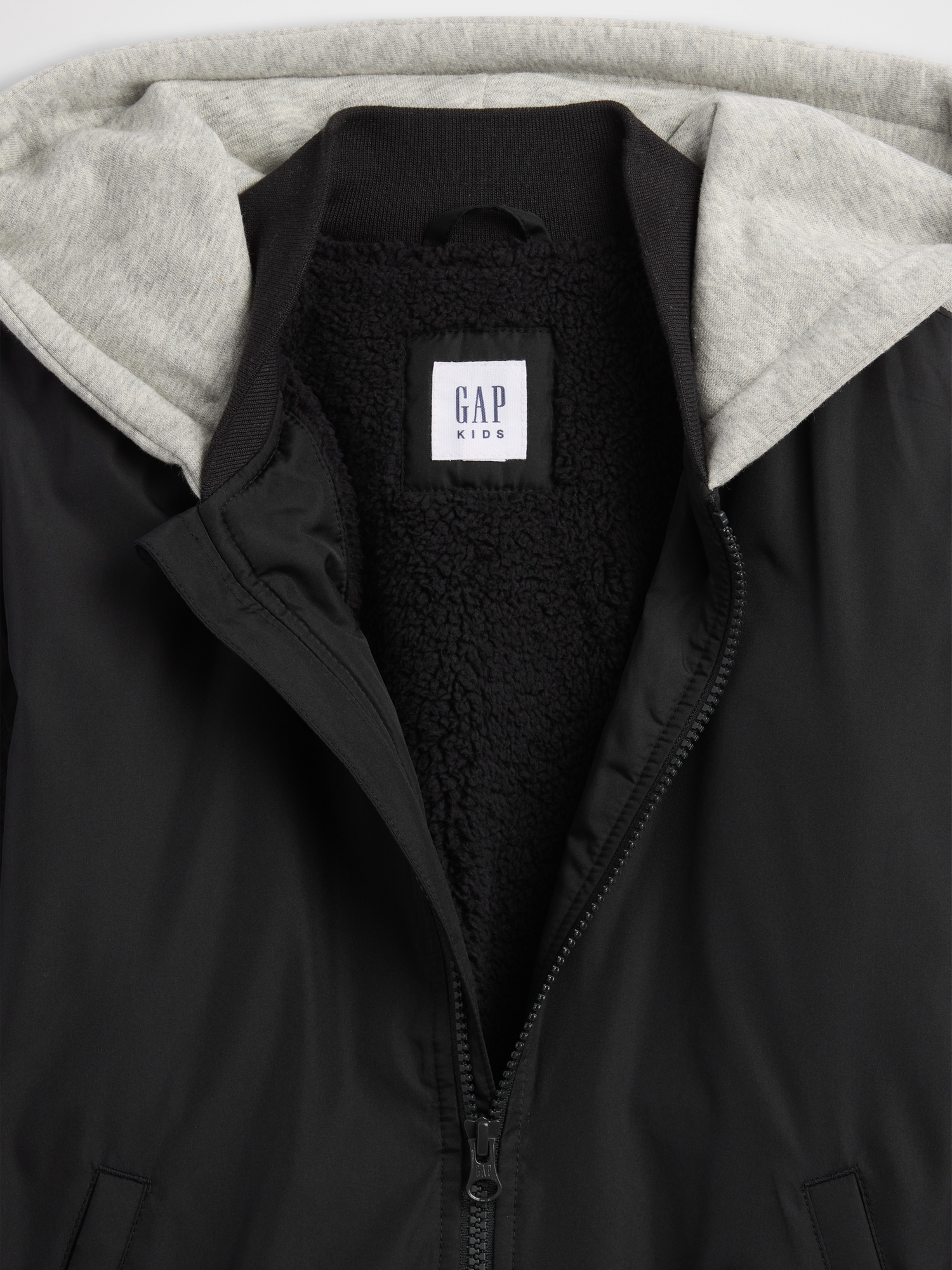 Gap Factory Kids Hooded Bomber Jacket In Black