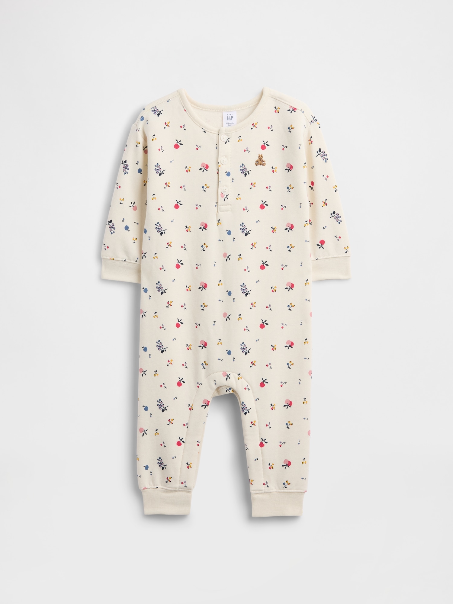 Baby CloudLight Henley One-Piece - Ivory Cream Frost Floral