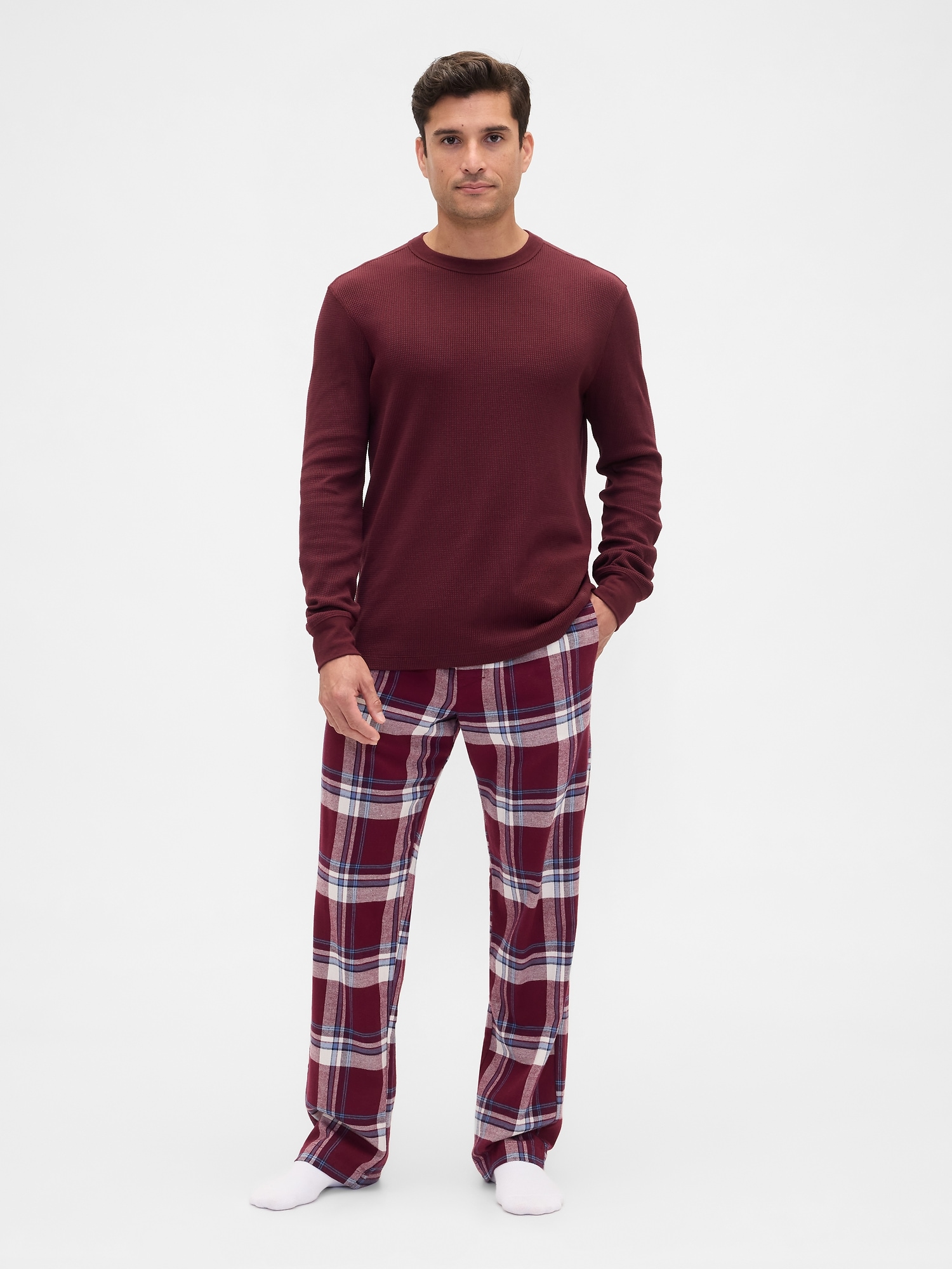 Relaxed Flannel PJ Pants - Burgundy Plaid
