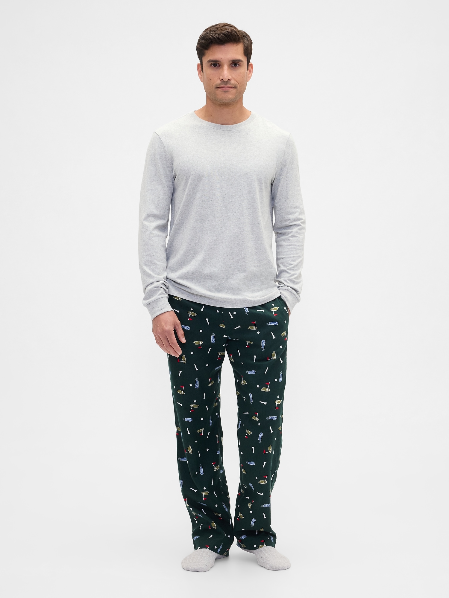 Relaxed Flannel PJ Pants - Golf Green
