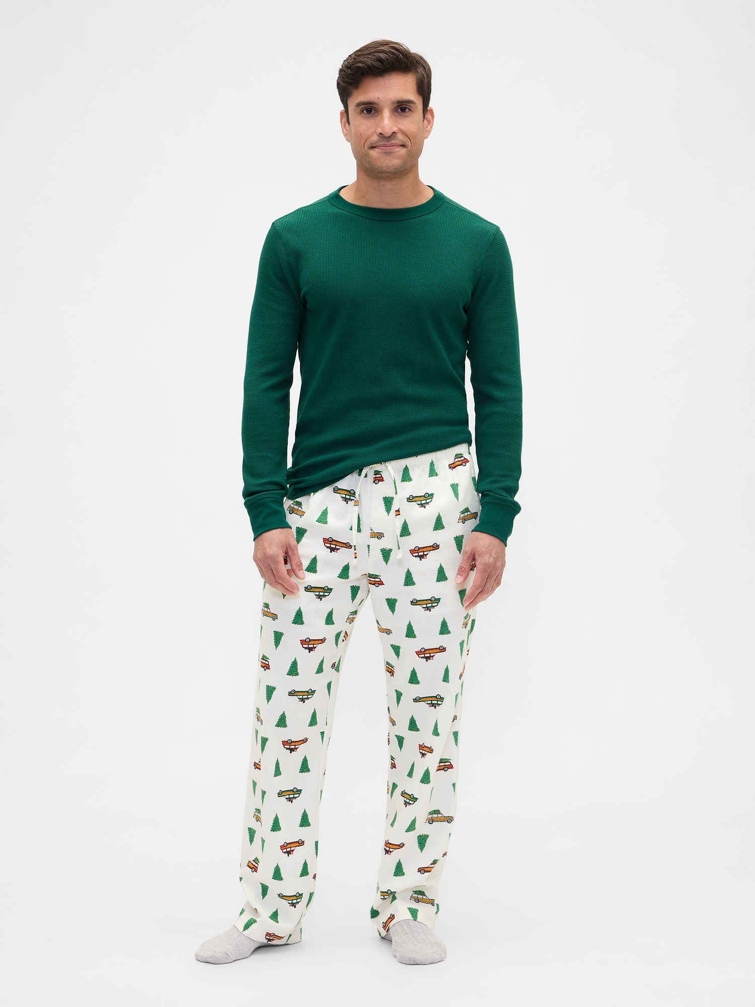 Relaxed Flannel PJ Pants - Trees Cars
