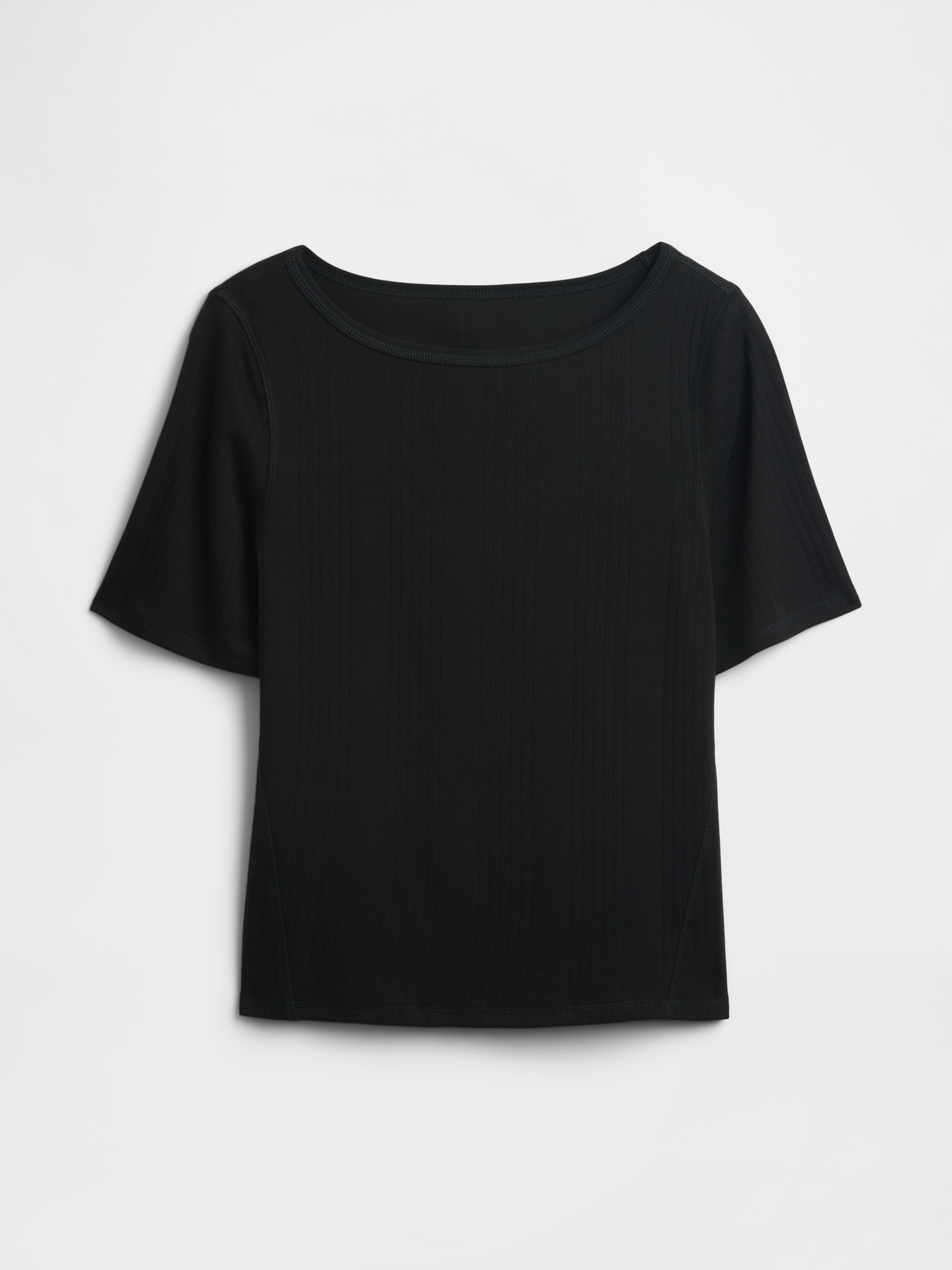 Gap Factory Modern Ribbed Boatneck T-shirt In Black
