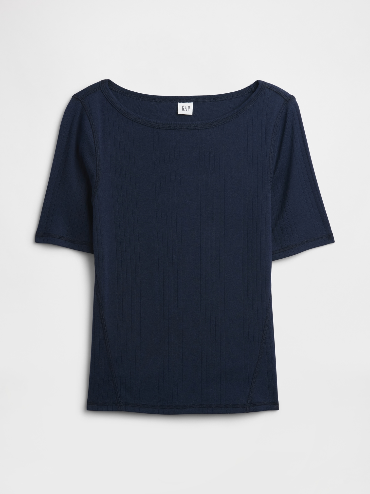 Gap Factory Modern Ribbed Boatneck T-shirt In Blue