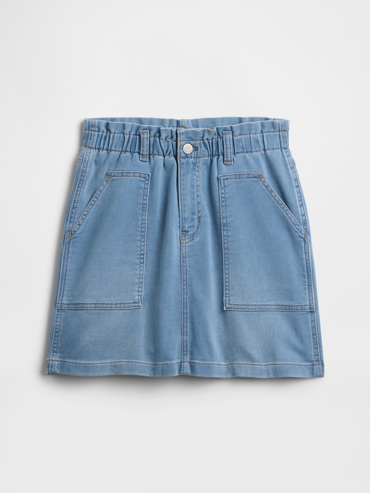 Kids Paperbag Sweatpant Jean Utility Skirt - Medium Indigo