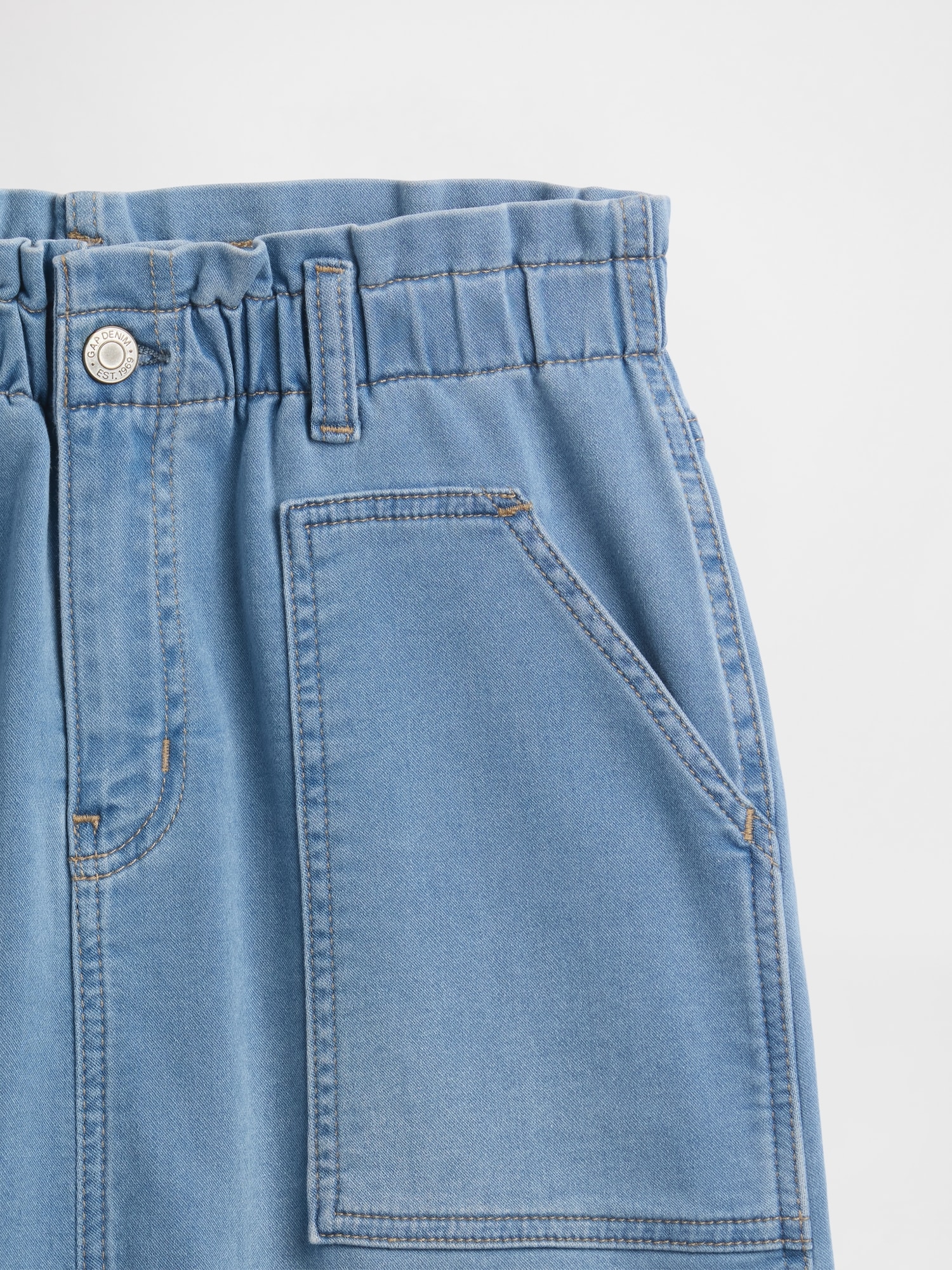 Gap Factory Kids Paperbag Sweatpant Jean Utility Skirt In Blue