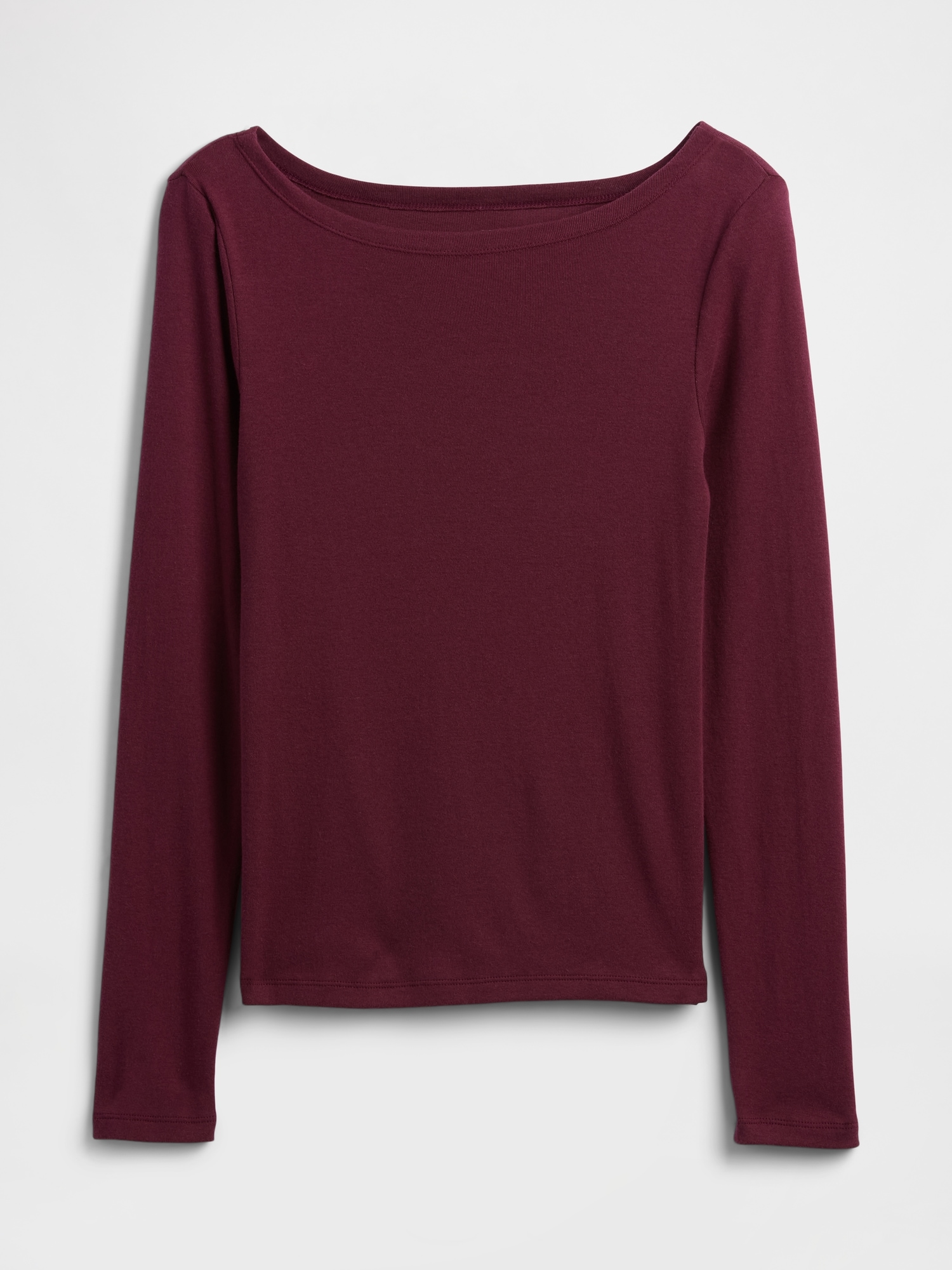 Gap Factory Modern Ribbed Boatneck T-shirt In Burgundy