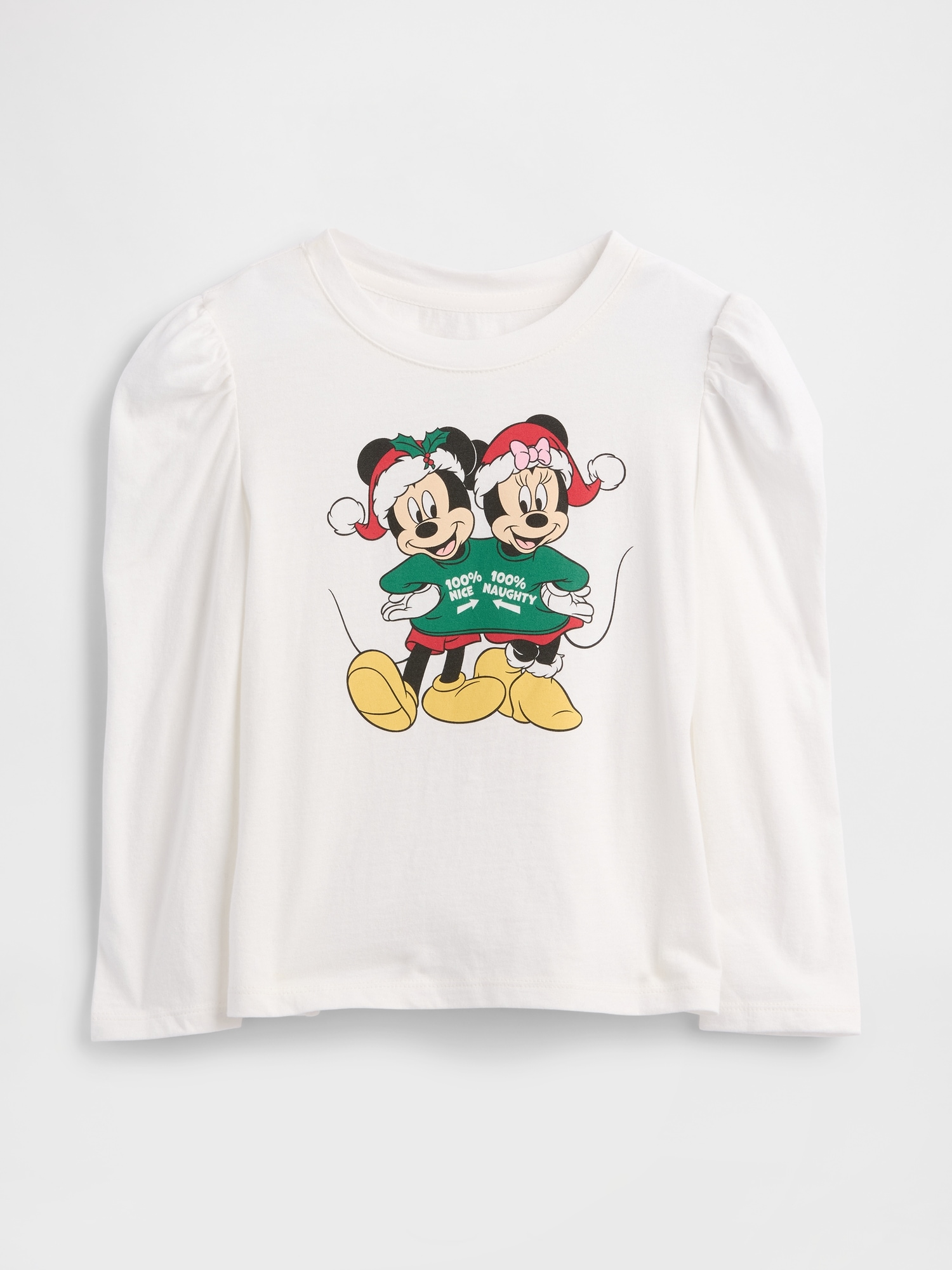 babyGap × Disney Puff Sleeve Graphic T-Shirt - New Off White Mickey And Minnie