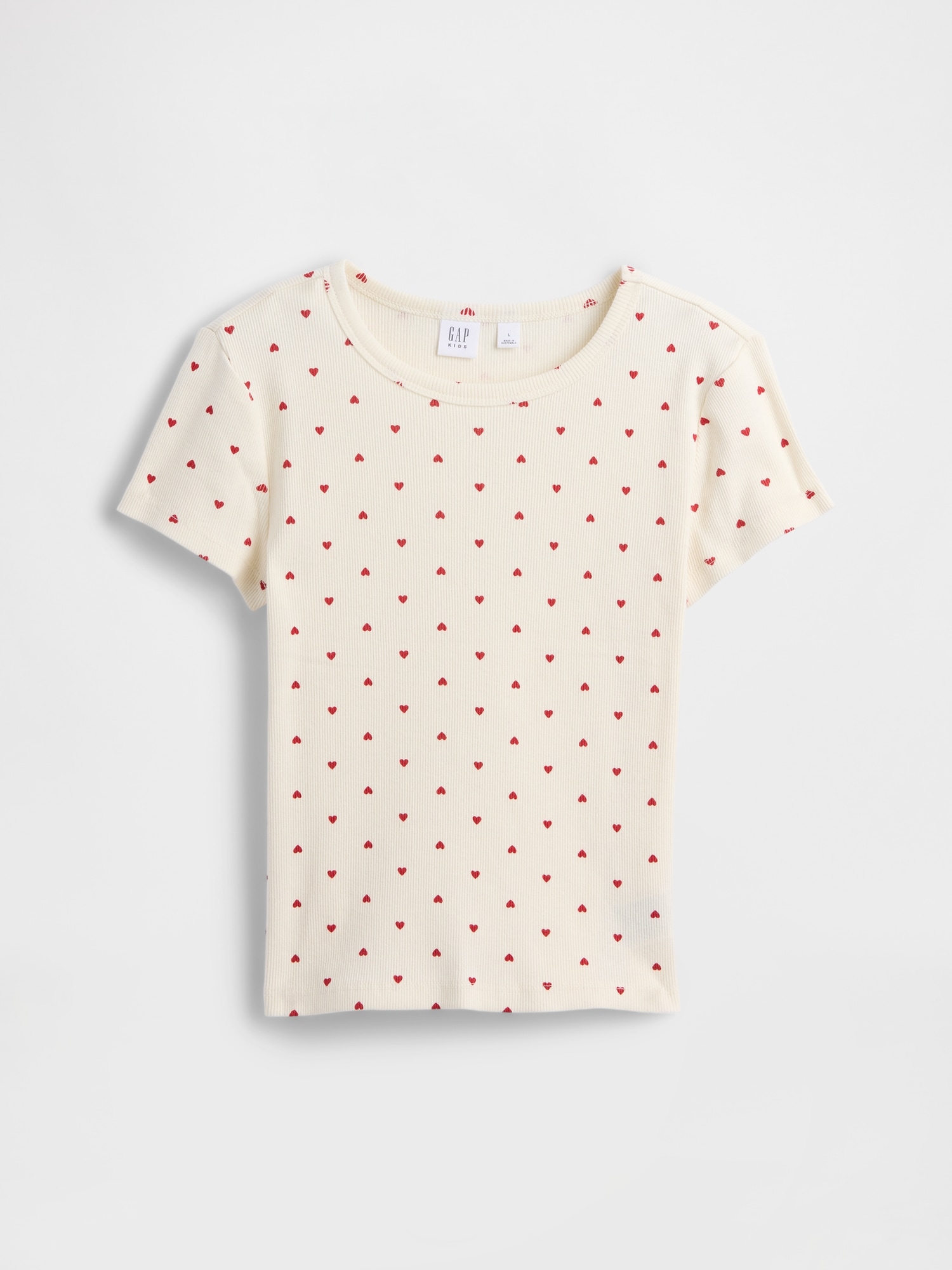 Kids Ribbed Pointelle T-Shirt - Hearts