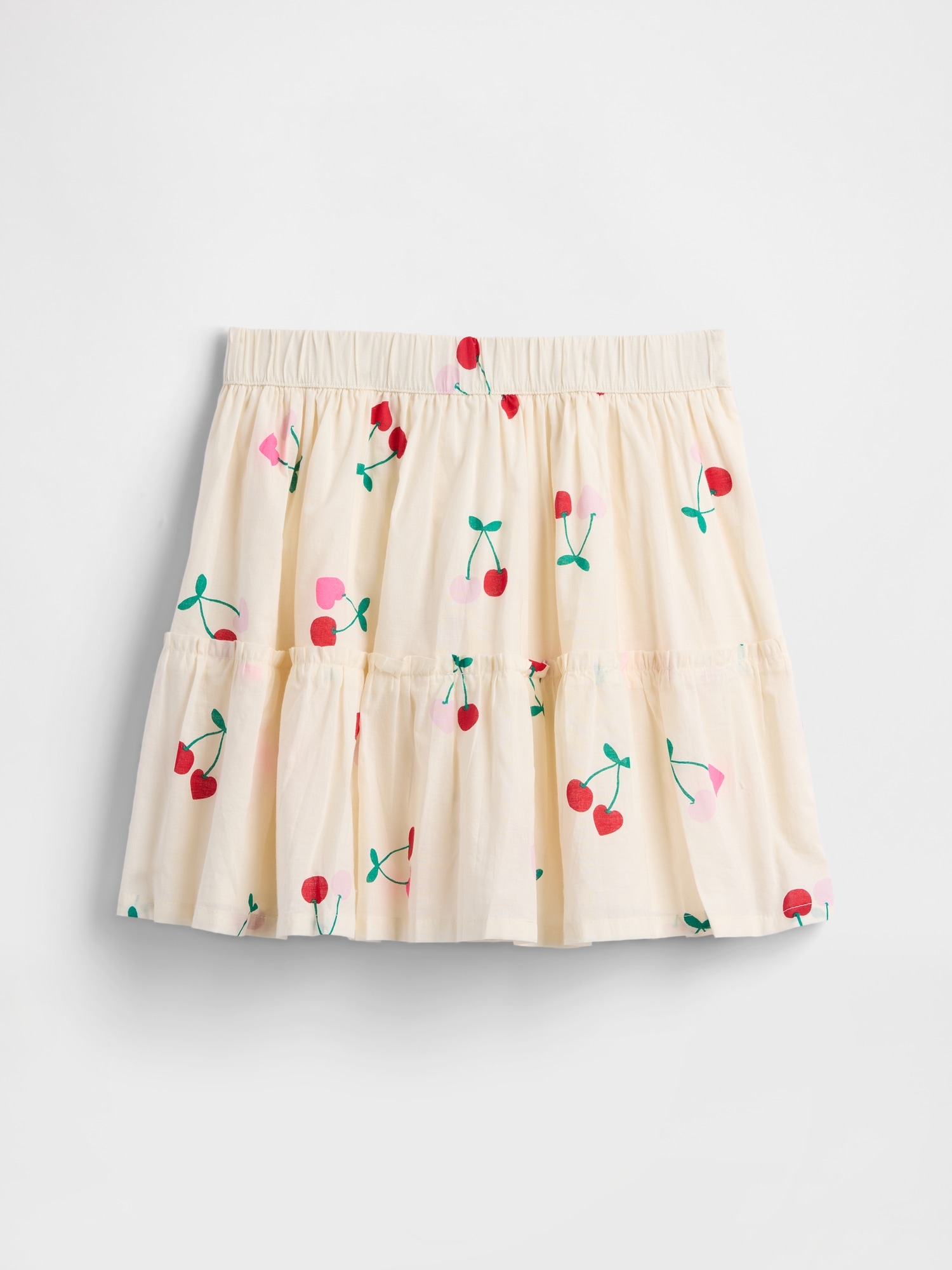 Kids Pull-On Tiered Skort - Ivory Cherry Print