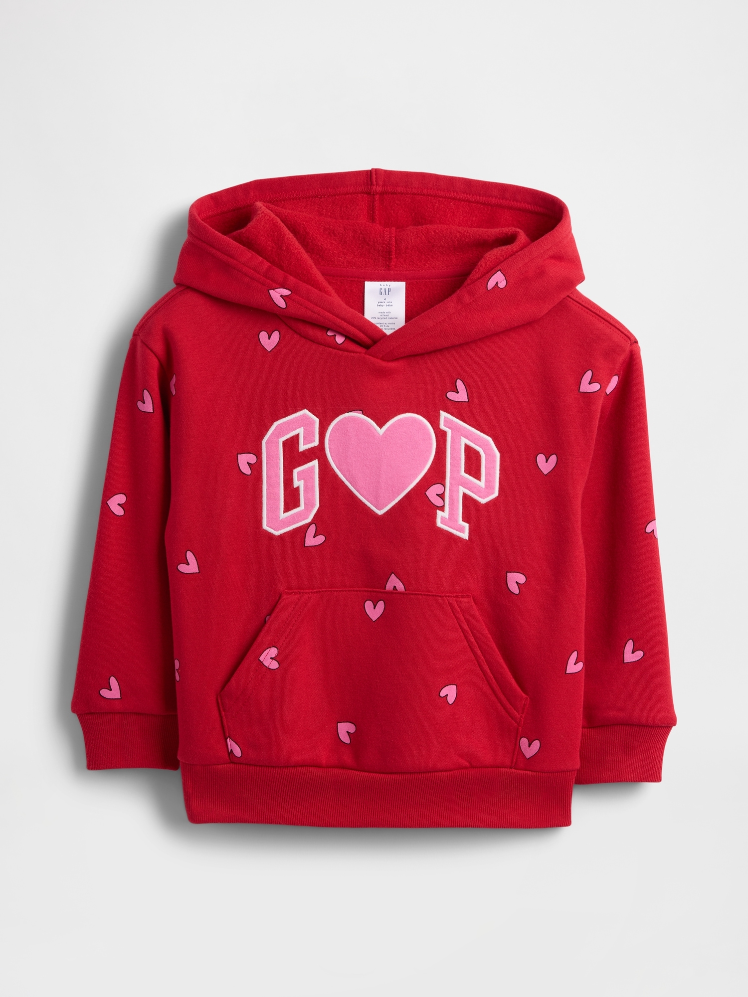 babyGap Relaxed Logo Hoodie - Burgundy Sled Hearts