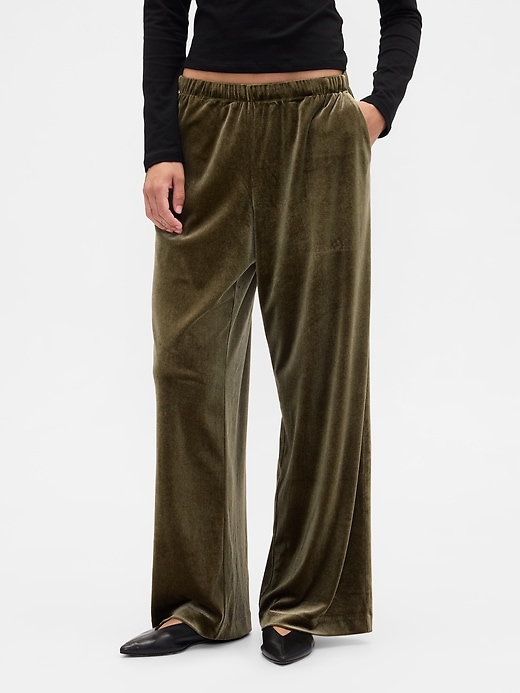 Image number 2 showing, Recycled Pull-On Velour Wide-Leg Pants