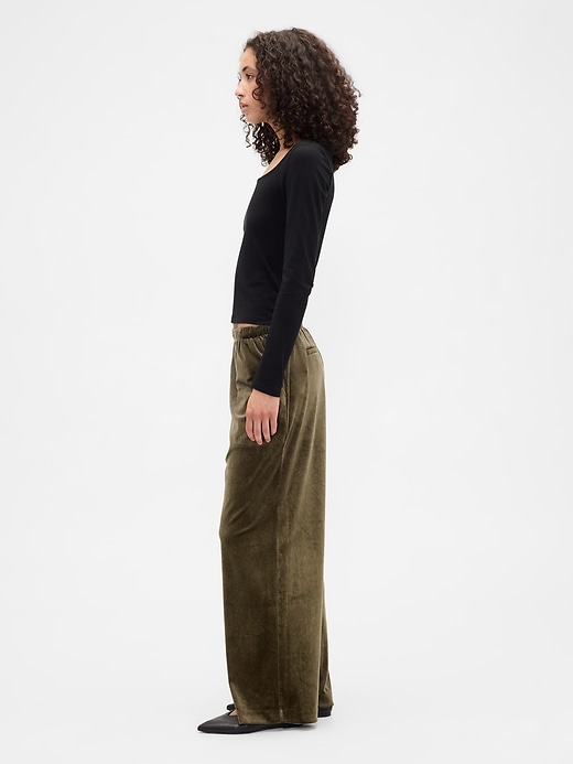 Image number 3 showing, Recycled Pull-On Velour Wide-Leg Pants