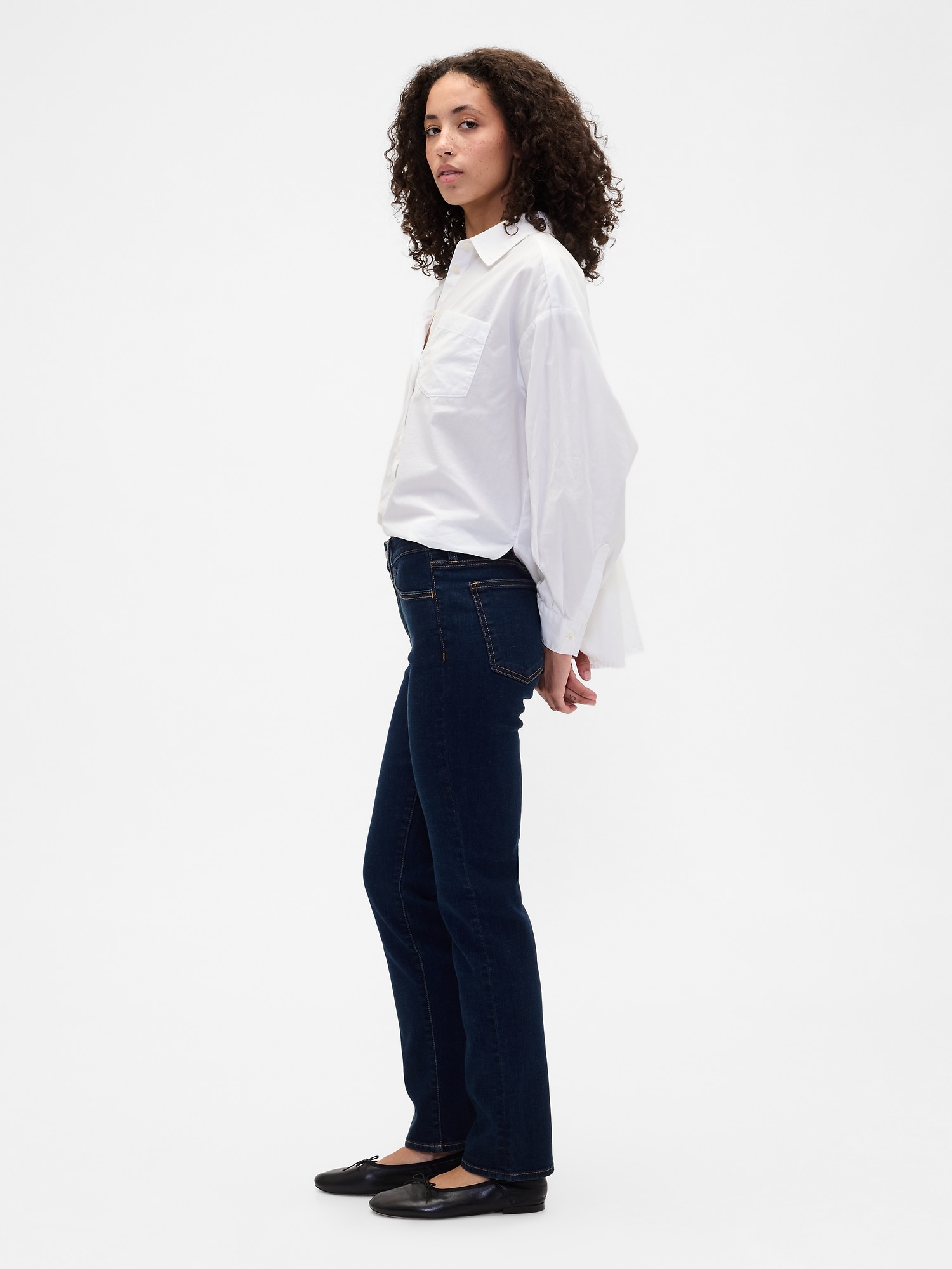 Gap Factory Mid Rise Classic Straight Jeans In Black