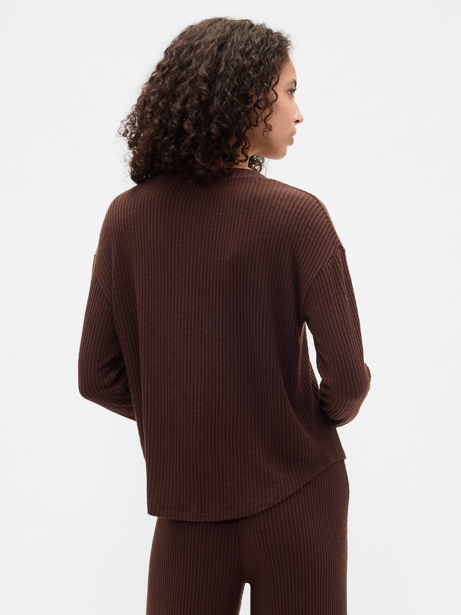 Gap Factory Relaxed Ribbed Pj Top In Brown
