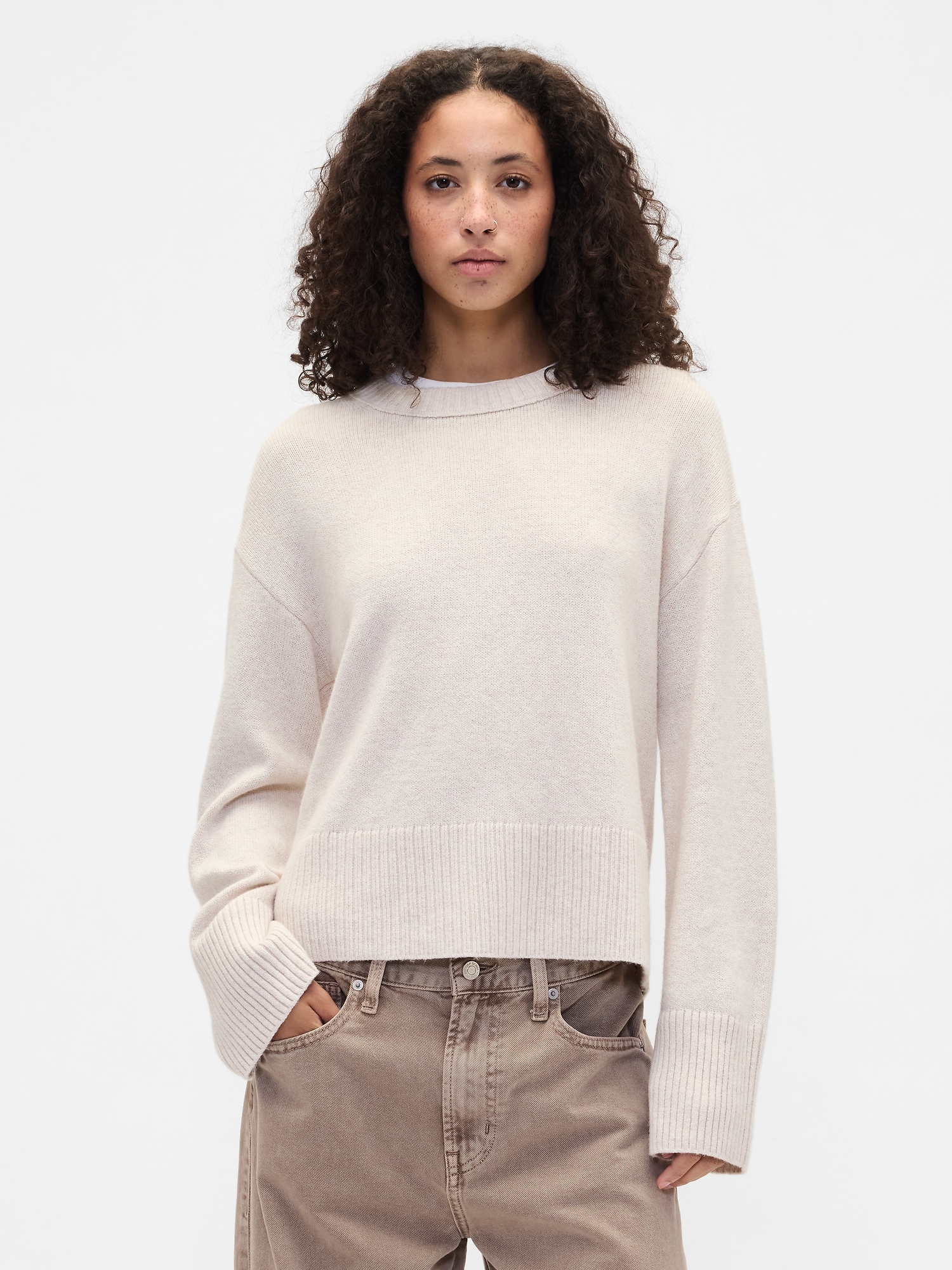 CashSoft Relaxed Crewneck Sweater - Wicker