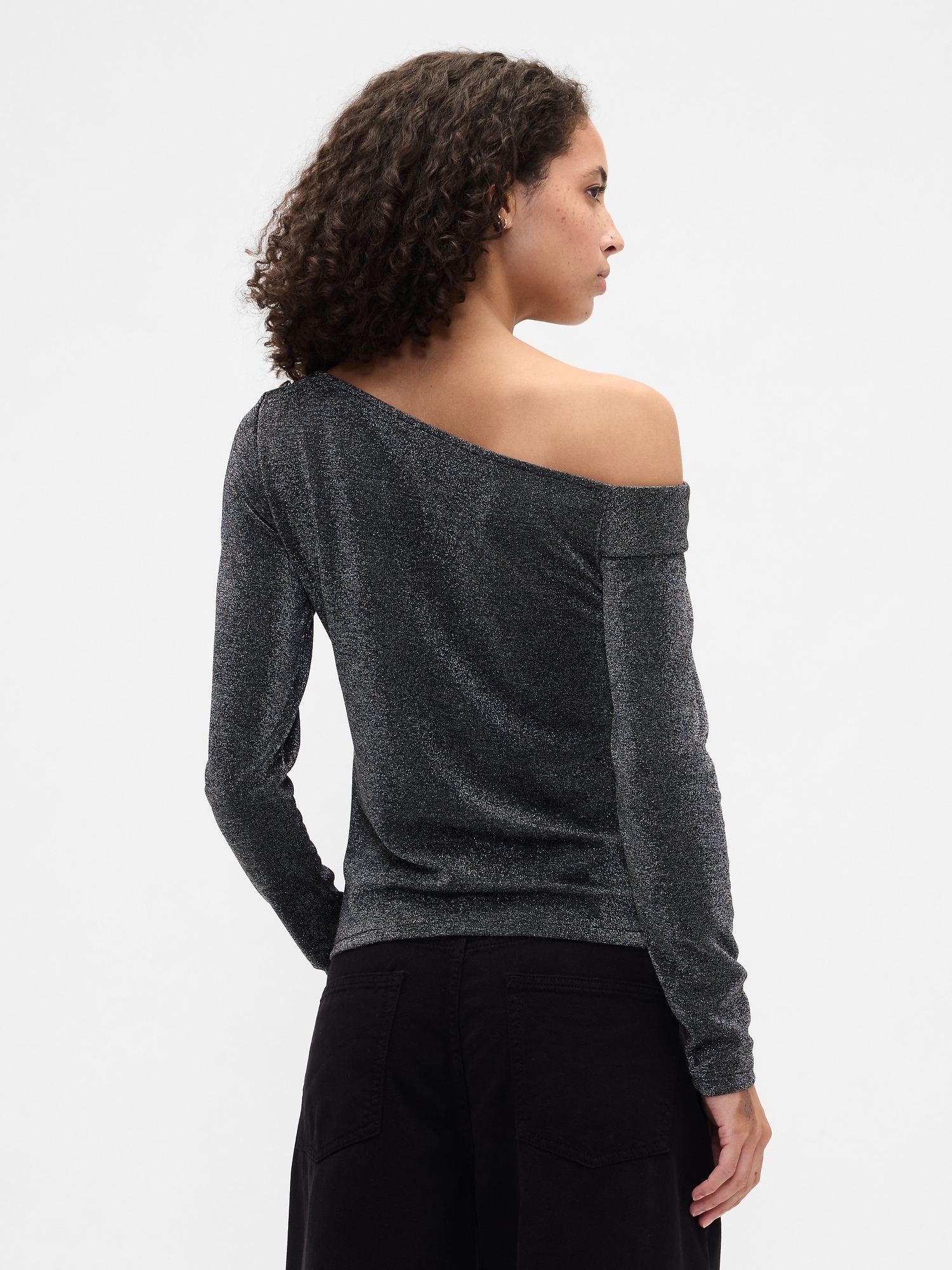 Gap Factory Stretch One-shoulder Top In Silver