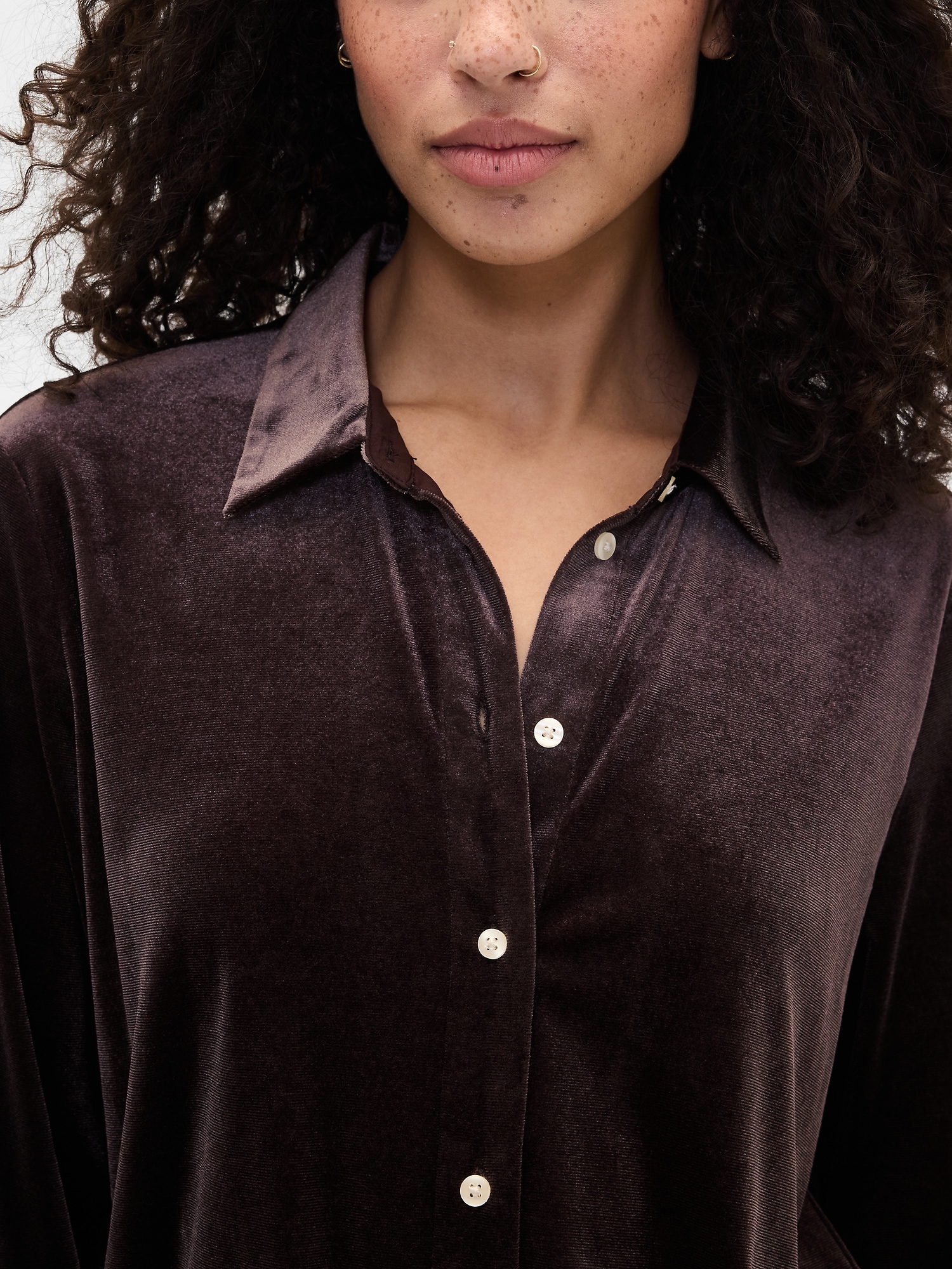 Gap Factory Recycled Velour Easy Shirt In Brown