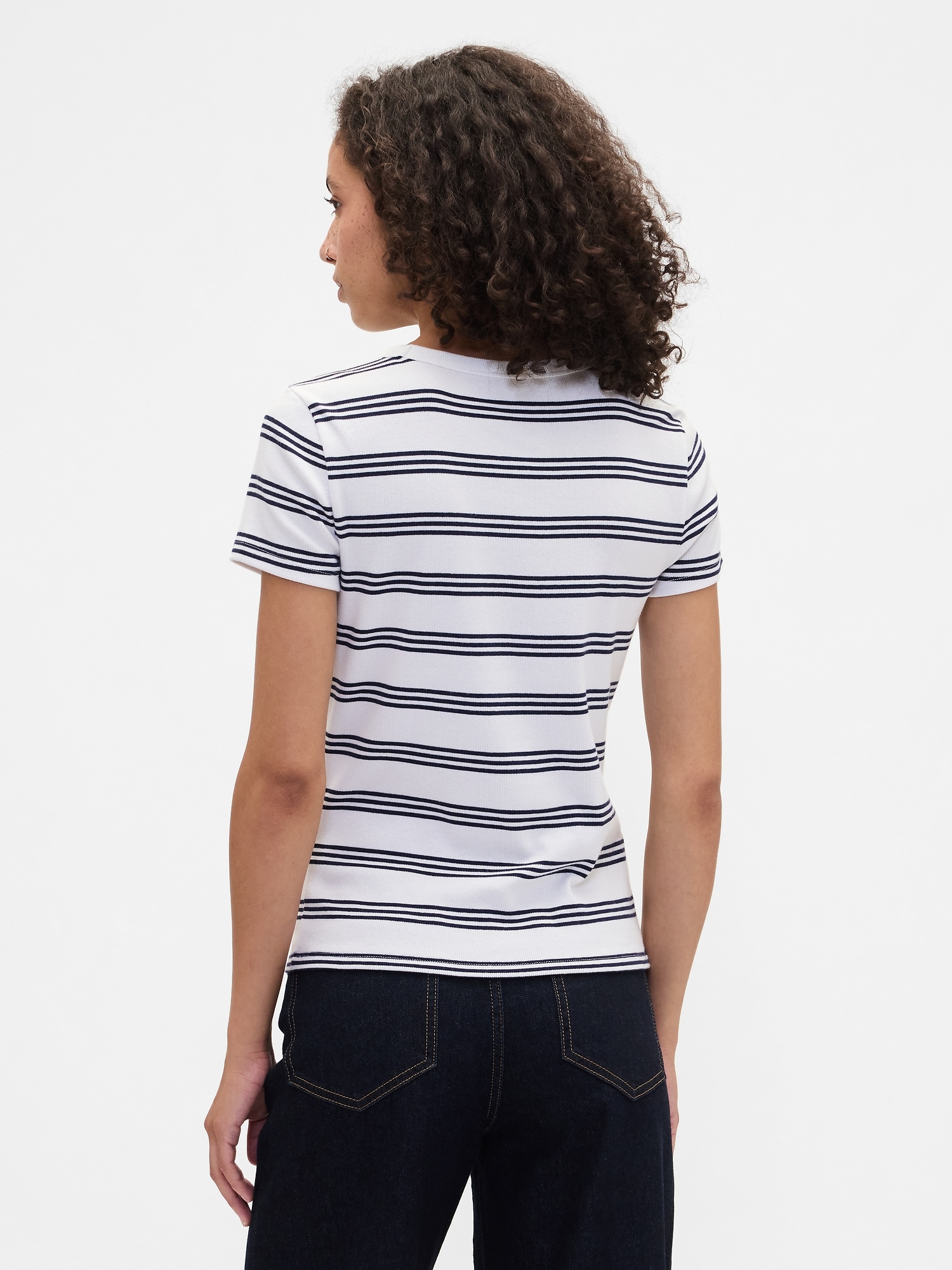 Gap Factory Ribbed Stripe Crewneck T-shirt In Pattern
