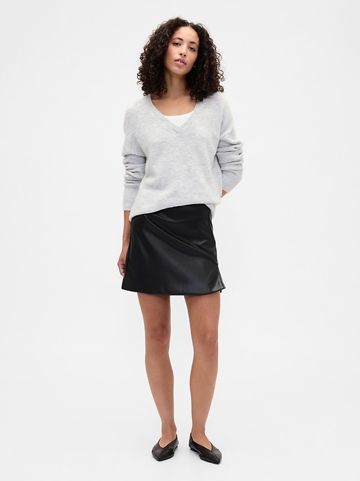 Image number 1 showing, Vegan-Leather Mini Skirt
