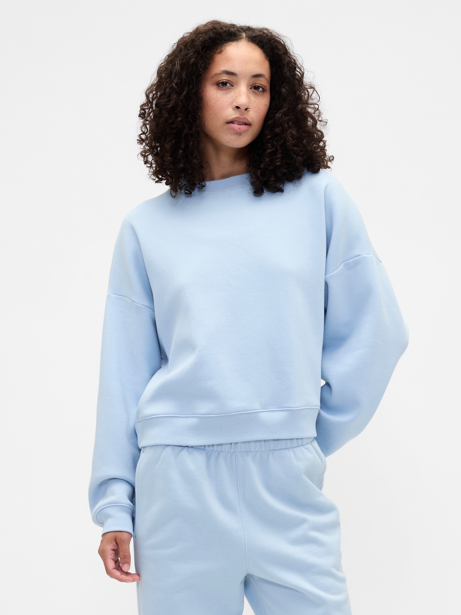 Relaxed Wedge Crewneck Sweatshirt - Light Blue Shadow
