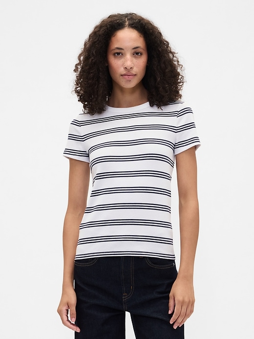 Image number 1 showing, Ribbed Stripe Crewneck T-Shirt