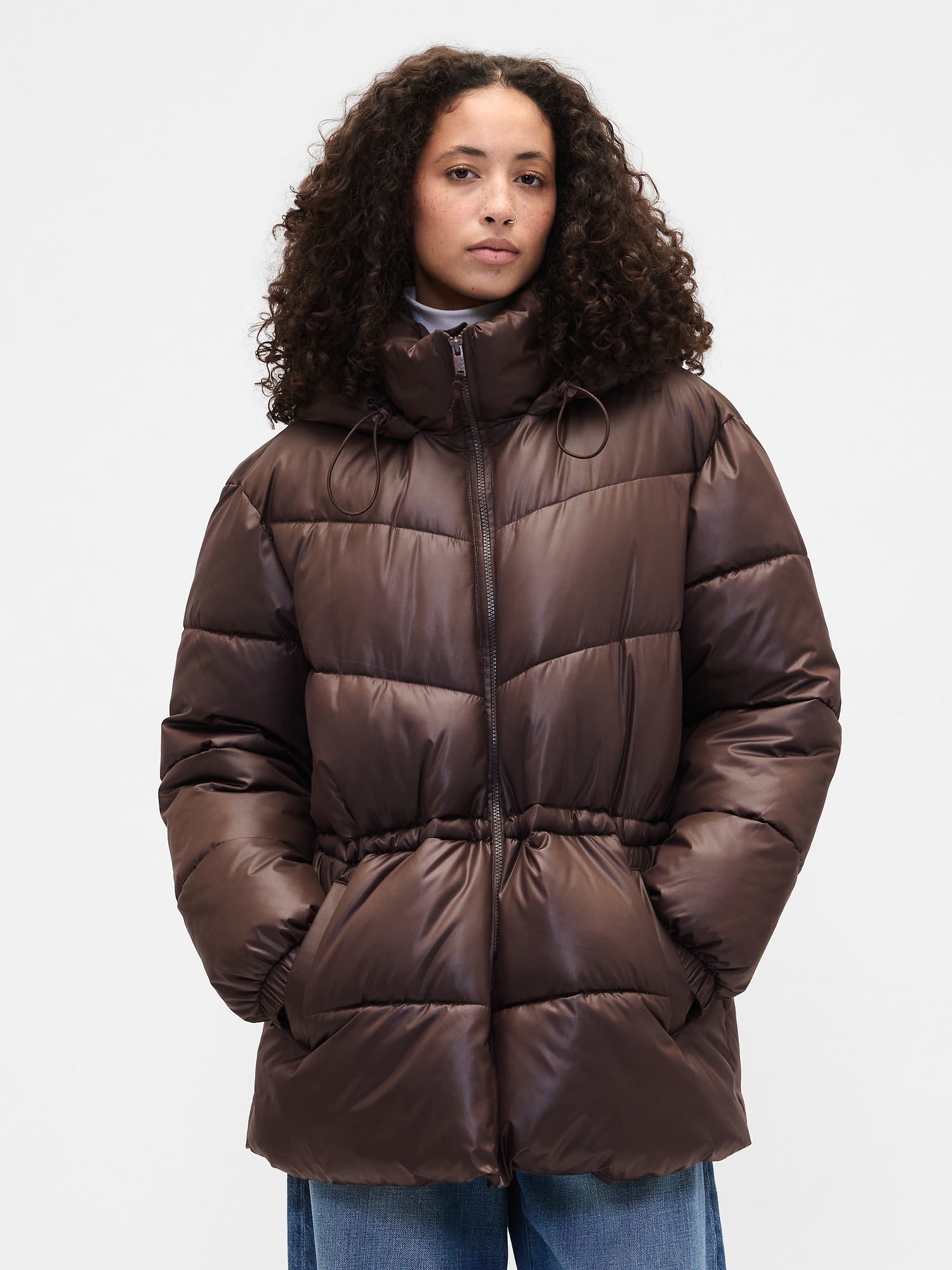 ColdControl Max Midi Puffer Coat - Dark Brown