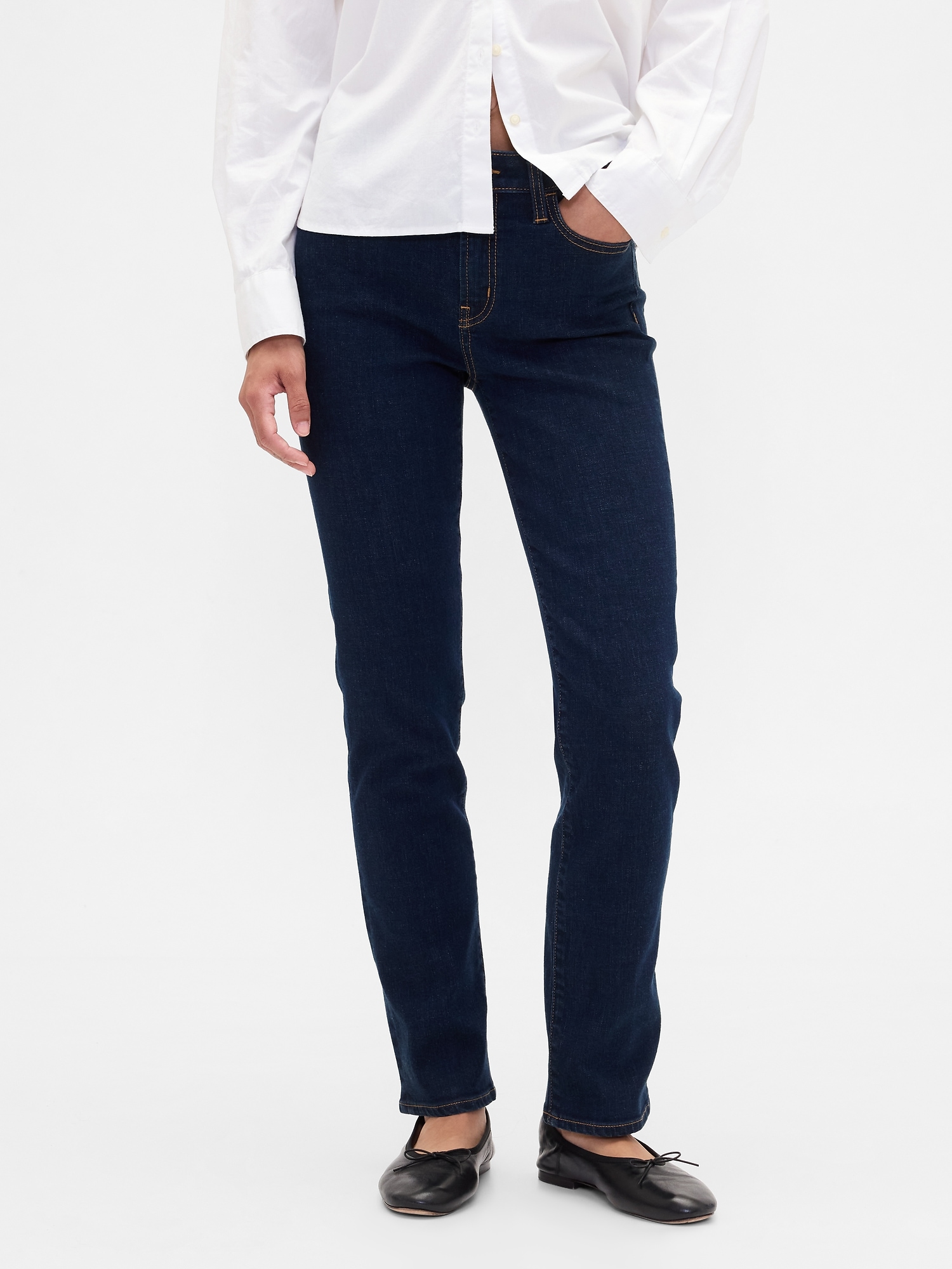 Gap Factory Mid Rise Classic Straight Jeans In Black