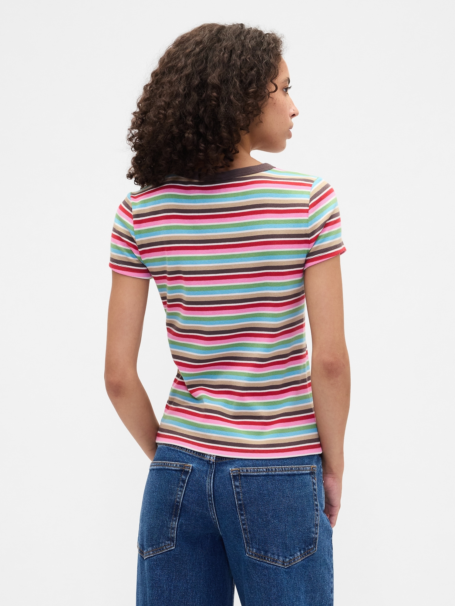 Gap Factory Ribbed Stripe Crewneck T-shirt In Multi