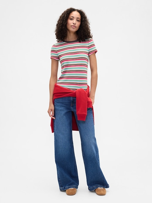 Image number 3 showing, Ribbed Stripe Crewneck T-Shirt