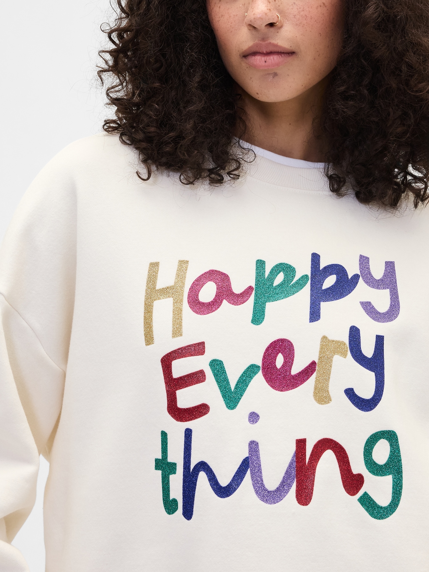 Gap Factory Oversized Holiday Graphic Sweatshirt In White