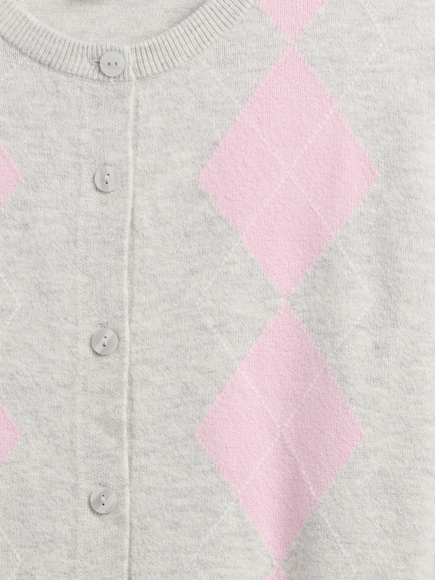 Gap Factory Cashsoft Argyle Crewneck Cardigan In Gray