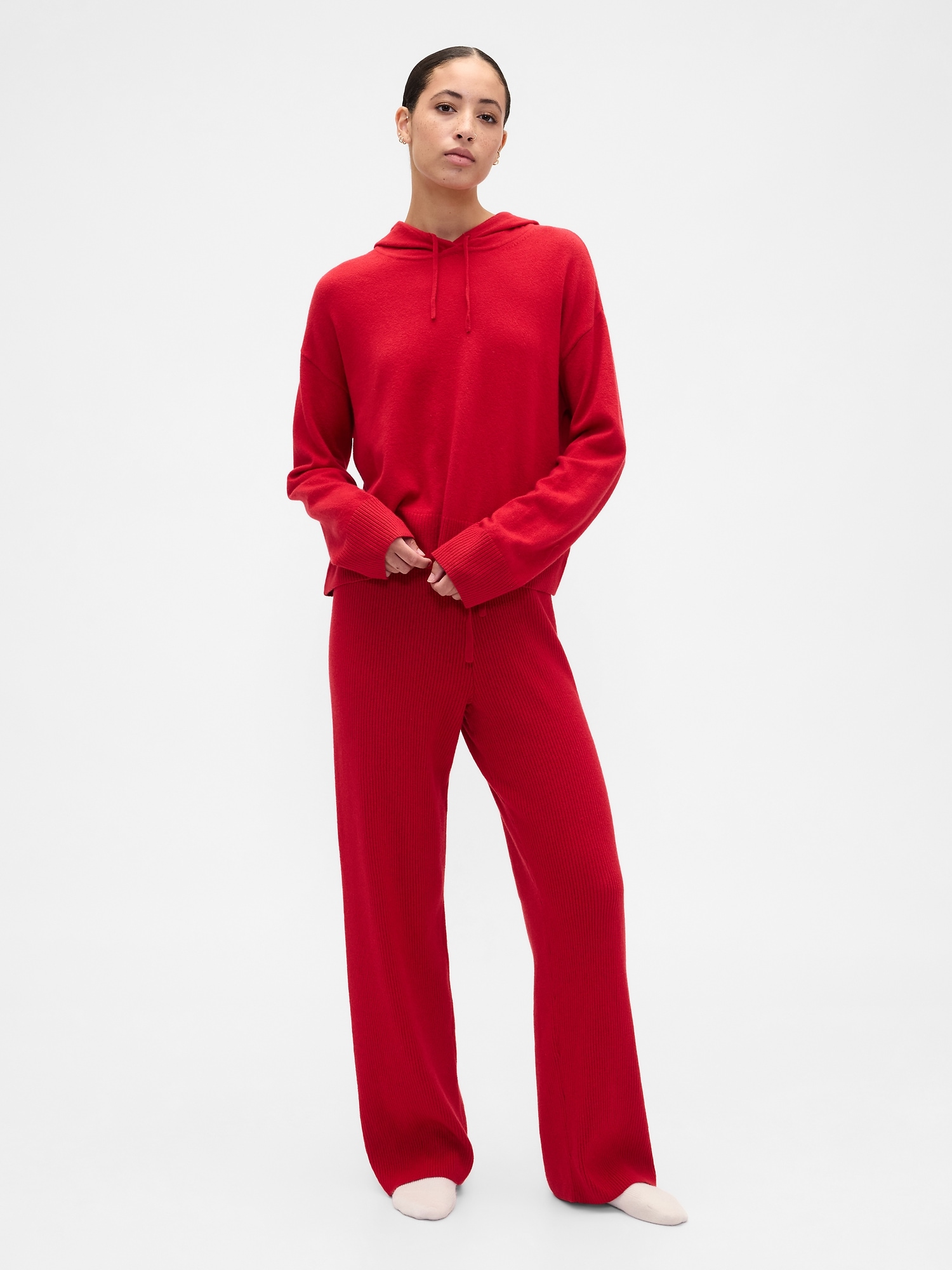 CashSoft Relaxed Ribbed Sweater Pants - Modern Red