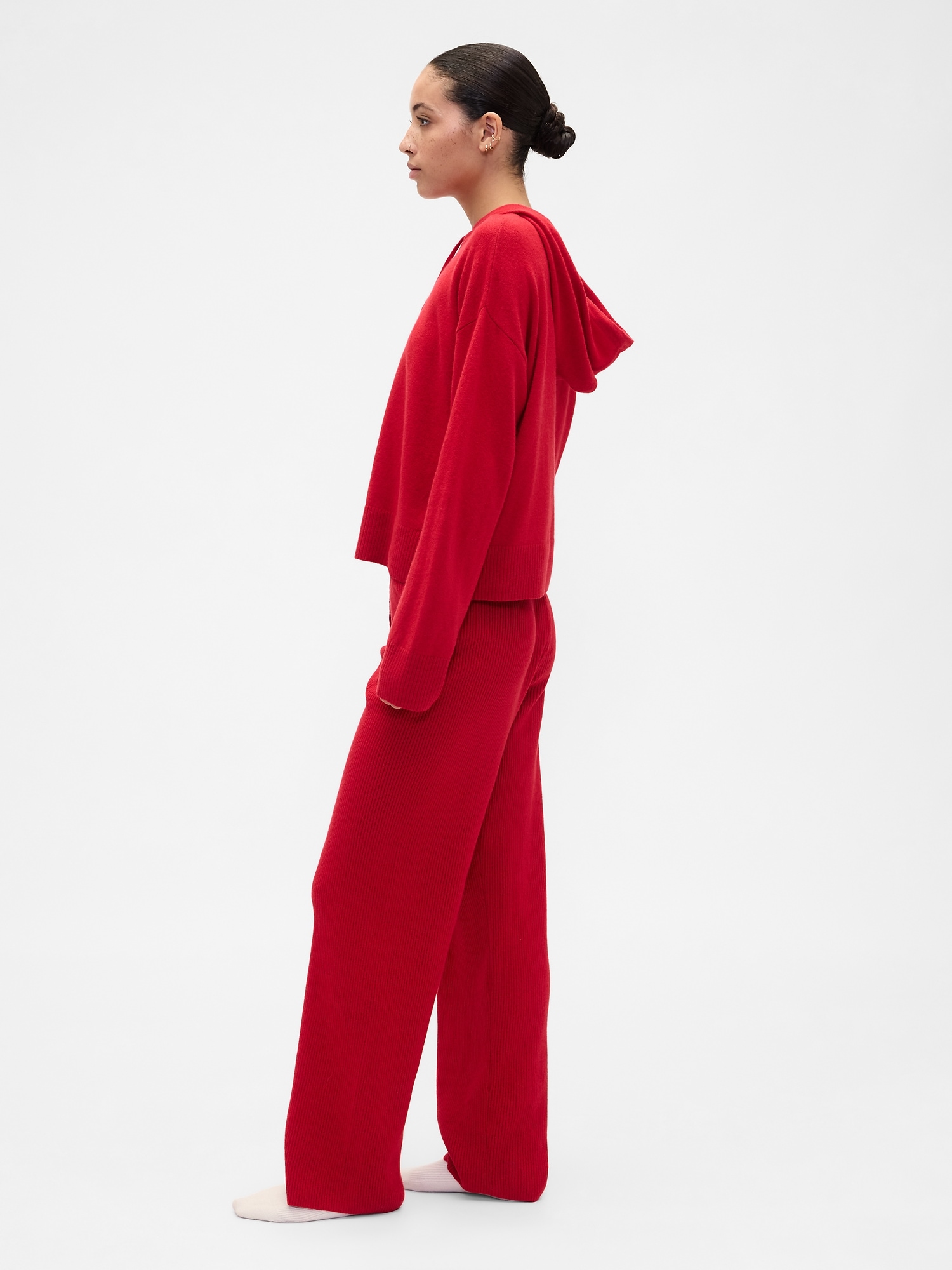 Gap Factory Cashsoft Relaxed Ribbed Sweater Pants In Red
