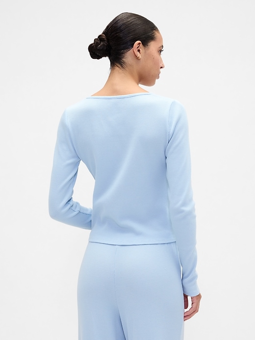 Image number 2 showing, Waffle-Knit Henley PJ Top