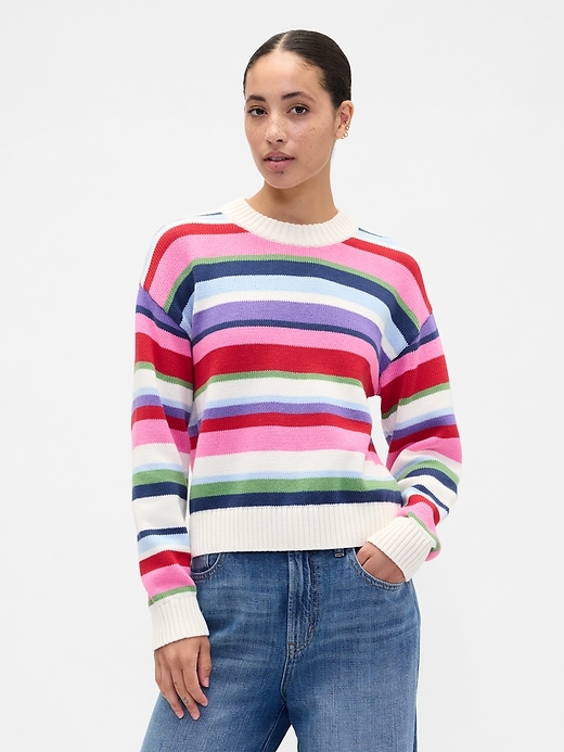 Image number 1 showing, Relaxed Stripe Cropped Sweater