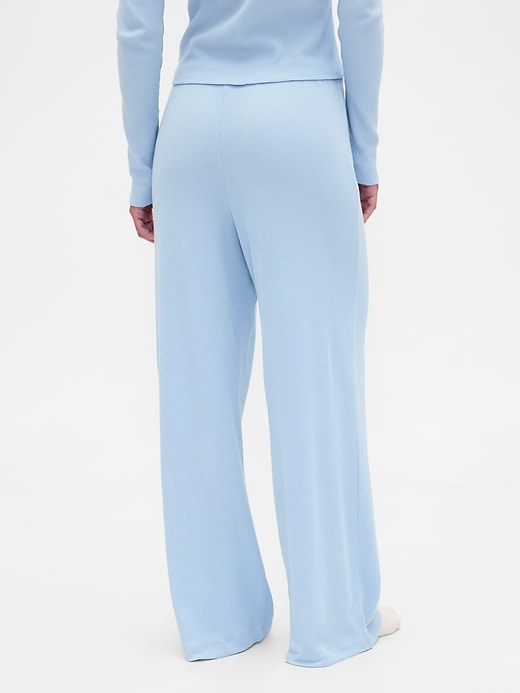 Image number 2 showing, Waffle-Knit Wide-Leg PJ Pants