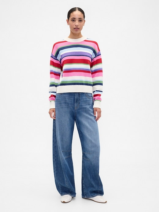 Image number 3 showing, Relaxed Stripe Cropped Sweater