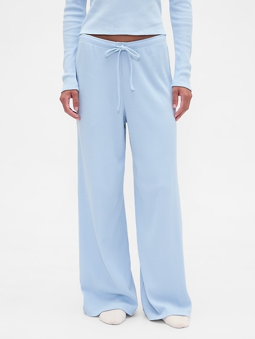 Image number 3 showing, Waffle-Knit Wide-Leg PJ Pants