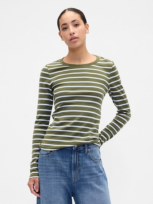 Image number 1 showing, Modern Ribbed Stripe Crewneck T-Shirt