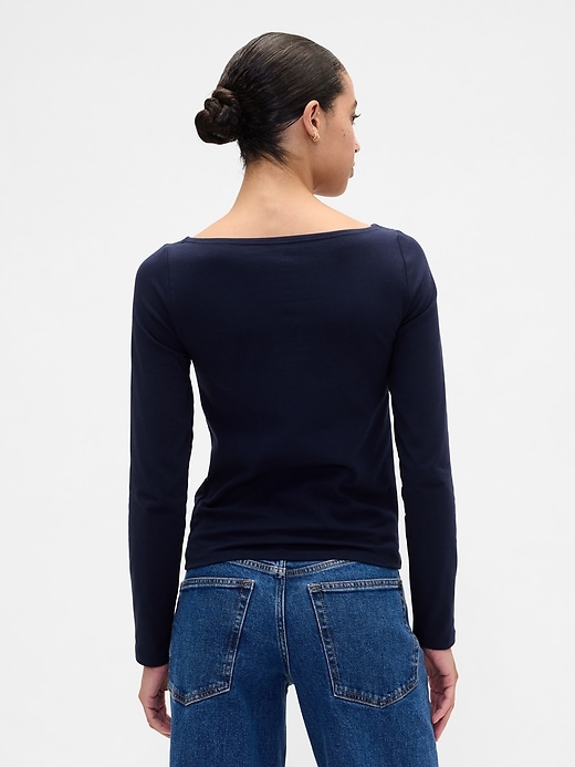 Image number 2 showing, Stretch Jersey Boatneck T-Shirt