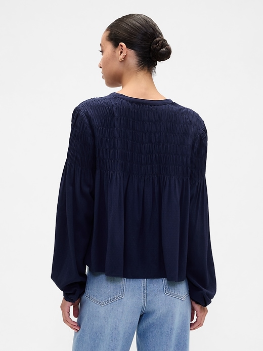 Image number 2 showing, Relaxed Smocked Balloon-Sleeve Top
