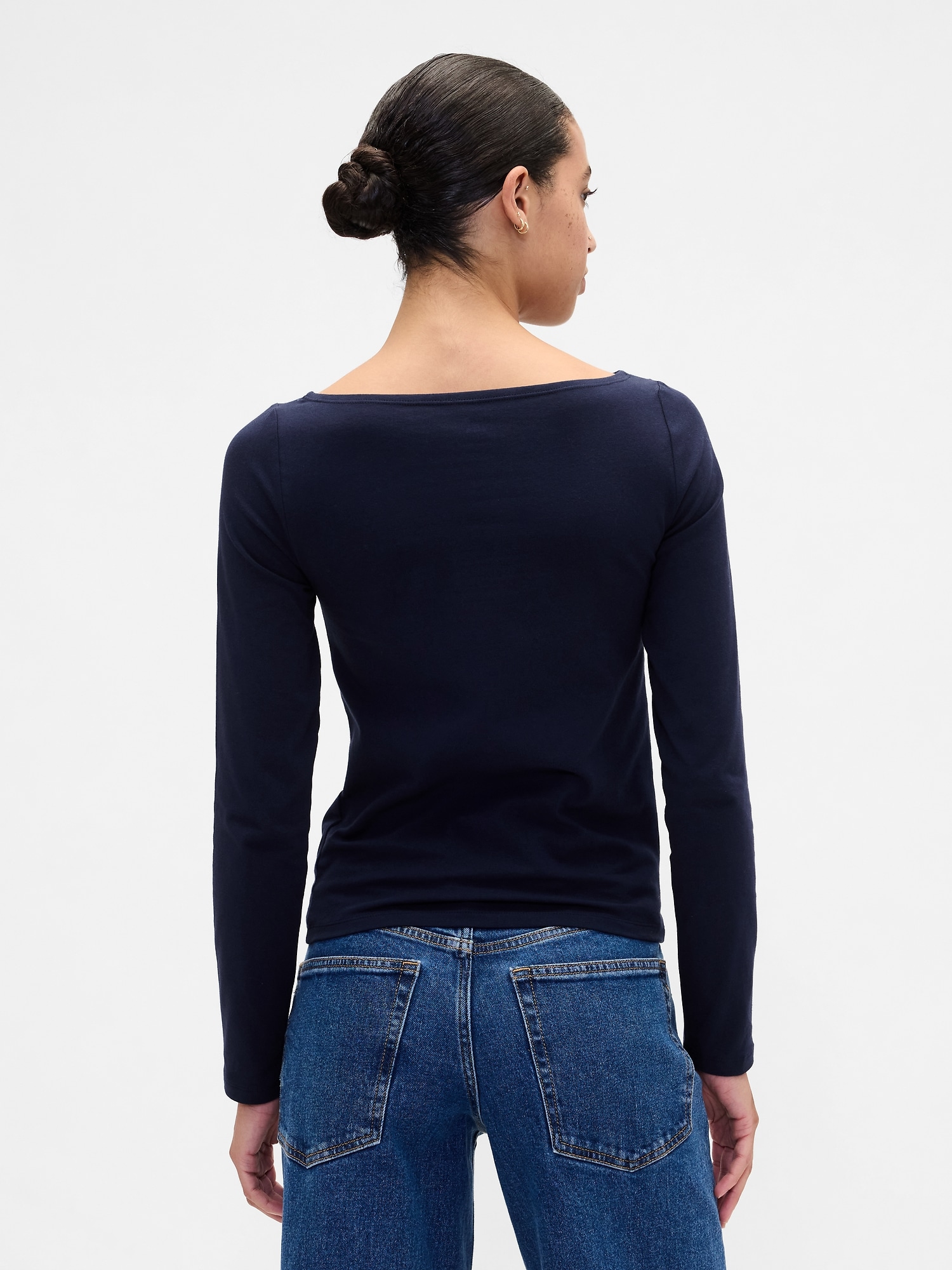 Gap Factory Stretch Jersey Boatneck T-shirt In Blue