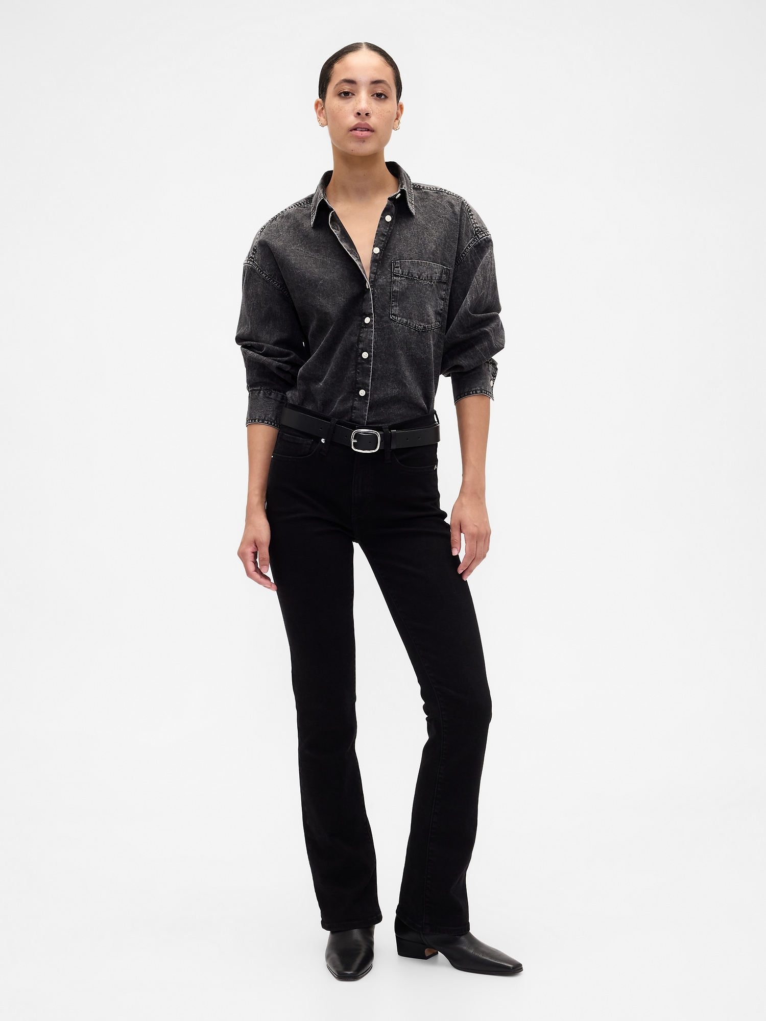 Gap Factory Denim Big Shirt In Black
