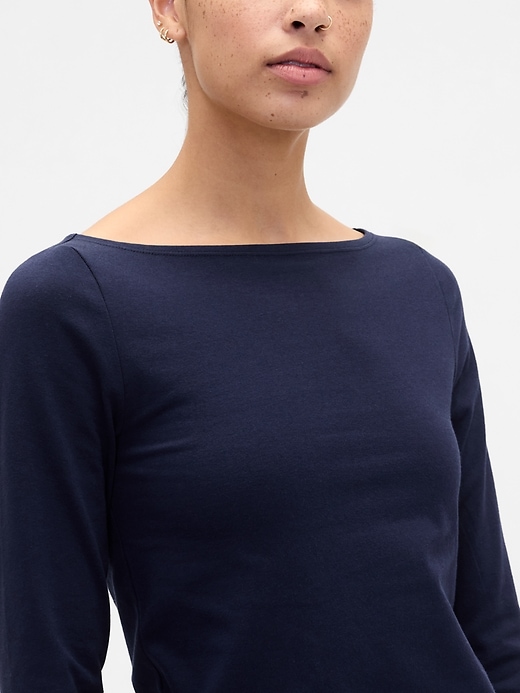 Image number 4 showing, Stretch Jersey Boatneck T-Shirt