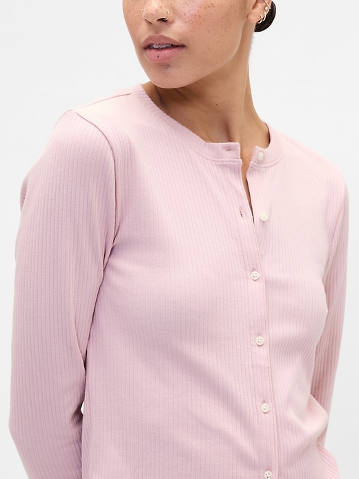 Image number 4 showing, Ribbed Button-Up Top