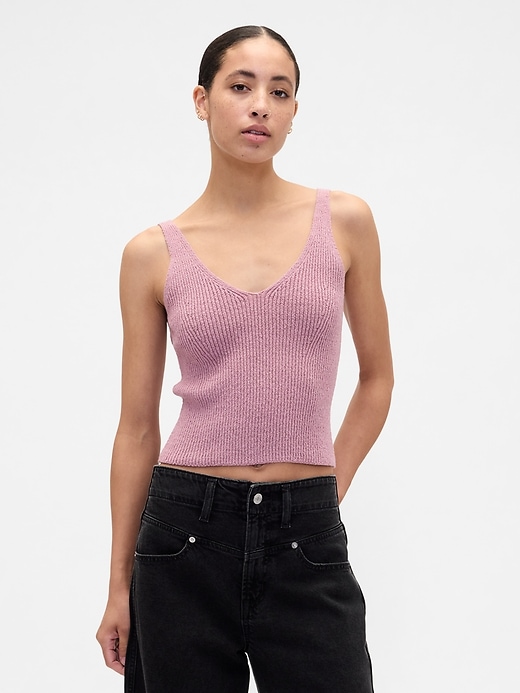 Image number 1 showing, Ribbed Boucle Sweater Tank Top