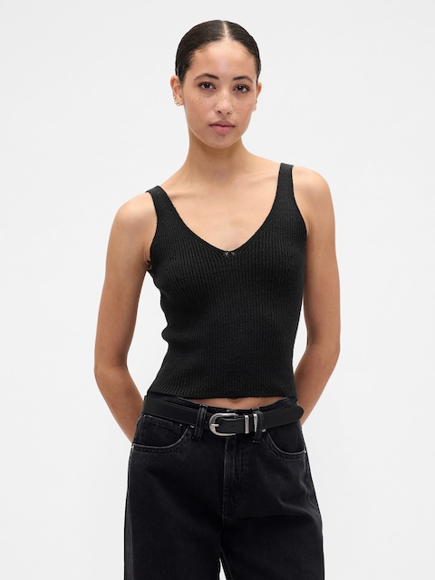 Ribbed Boucle Sweater Tank Top